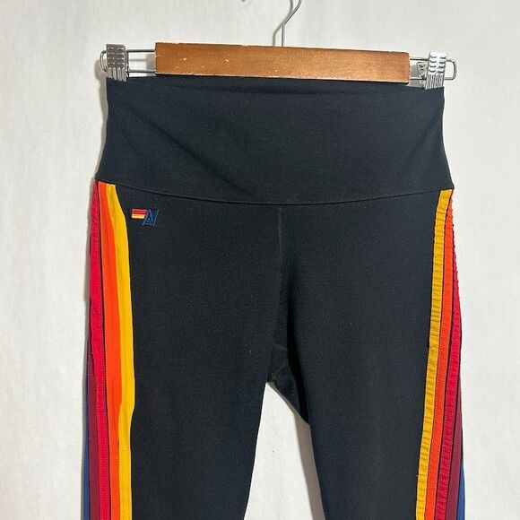 Aviator Nation Hi-Rise 5 Stripe Leggings Womens S Black - Picture 4 of 9